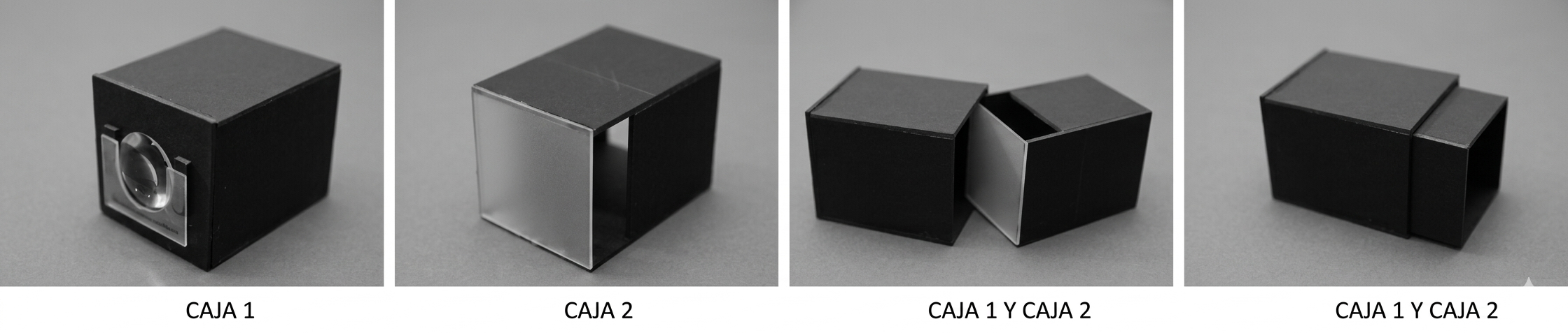 distintas posiciones de las cajas qeu forman la camara oscura